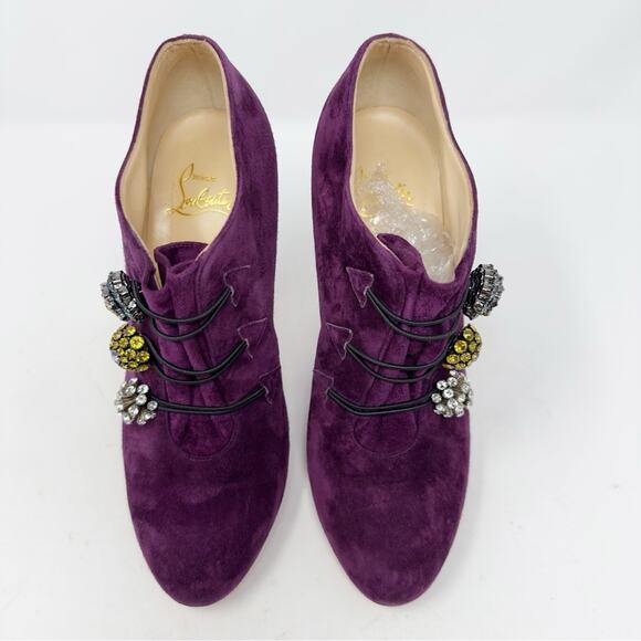 Christian Louboutin Bootoni Mj Crystal Suede Ankle Boots Size 38 - Picture 2 of 11